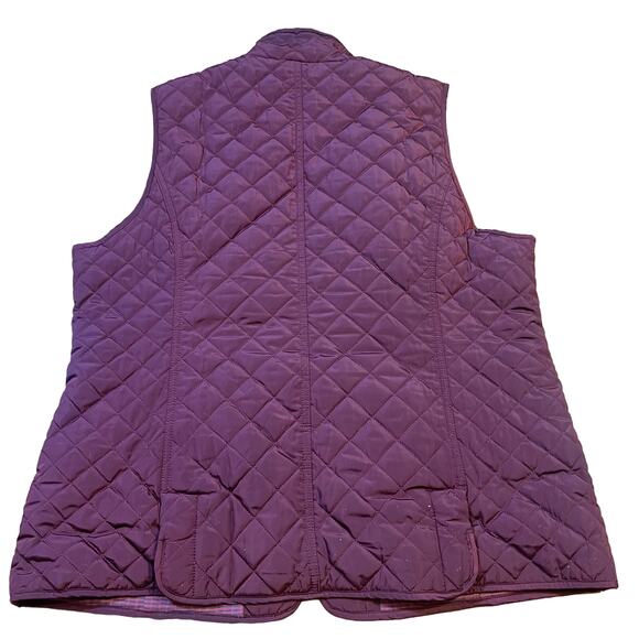 Orvis Women’s Quilted Puffer Vest Size Large Burgundy Thinsulate Full Zip - Picture 2 of 6